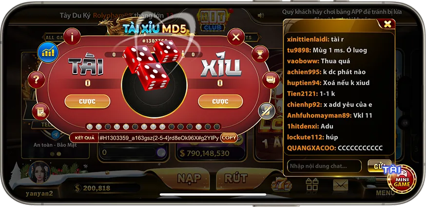 Thông tin cơ bản về trò chơi tài xỉu MD5 Hit Club